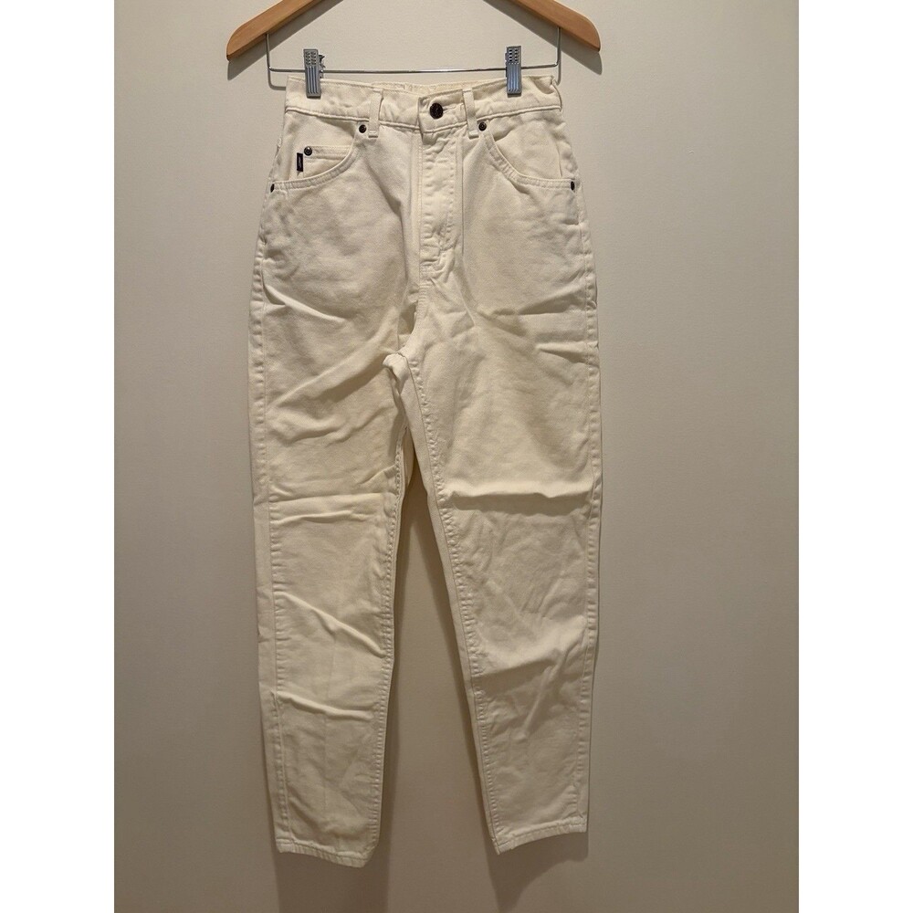 Lee Jeans Womens 8 White High Waist Tapered Leg Denim Pants Vintage 90s READ